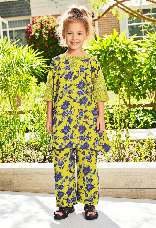 Kids 2-Piece Printed Lawn Suit with Embroidery – Stylish & Comfortable Summer Wear